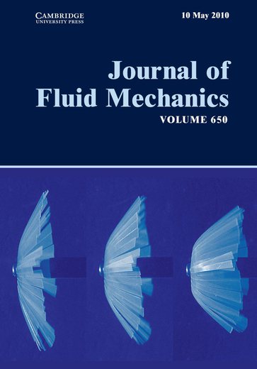 Couverture du Journal of Fluid Mechanics (Gosselin, de Langre & Machado-Almeida, 2010)